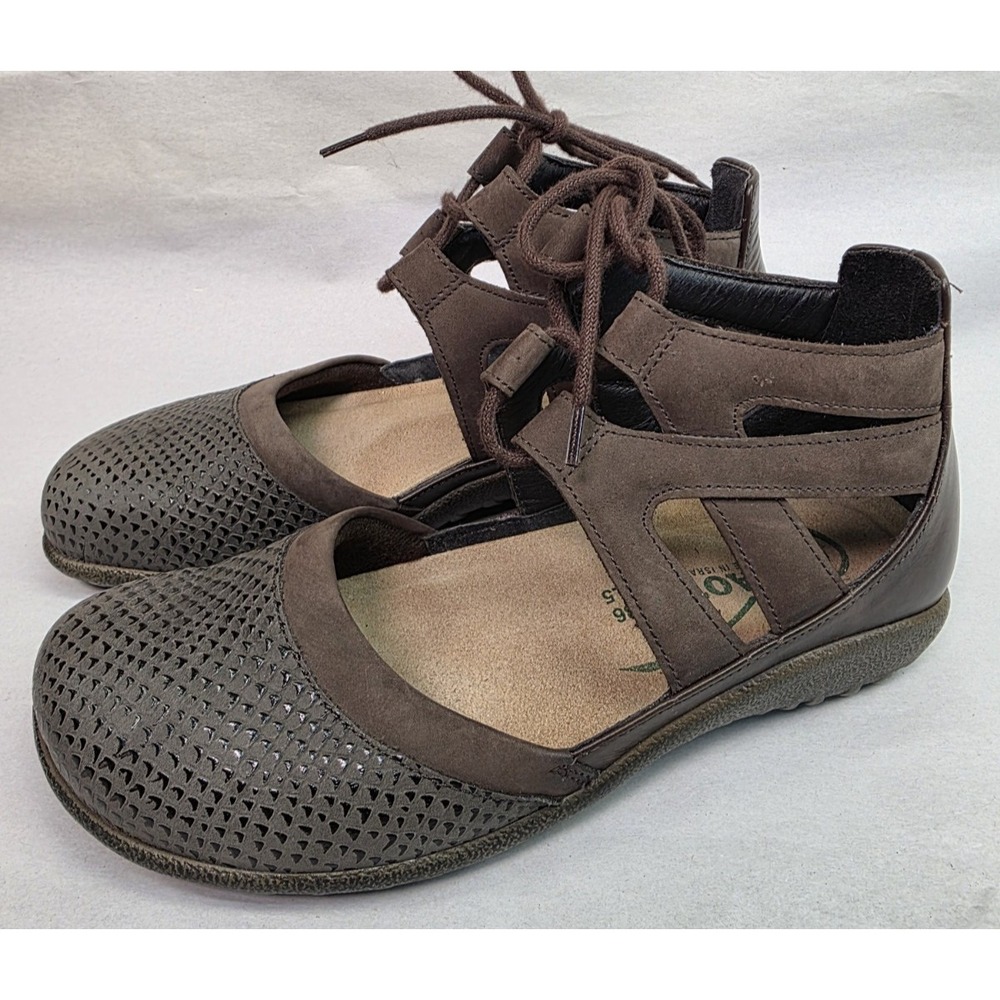 Naot Kata (Sz 36 US 5) Leather Brown Lace Up Ankle Gladiator Sandals Shoes